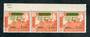 SOUTH ARABIA KATHRI STATE OF SEIYUN 1966 Definitive 50f surcharged on 1/- Orange. Strip of 3 with the centre stamp being the lis