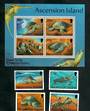 ASCENSION 1994 Green Turtles. Set of 4 and miniature sheet. - 51126 - UHM