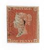GREAT BRITAIN 1841 1d Deep Red-Brown. Letters QF. Very light postmark. Three margins. - 70428 - Used