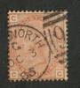 GREAT BRITAIN 1880 1/- Orange-Brown. Plate 14. Letters GCCG. Both parts of the postmark show 3/10/85. Almost perfectly centred.