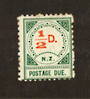NEW ZEALAND 1899 Postage Due ½d Group 3. Small NZ and Large D. Centred south east. Clean fresh copy. Nice perfs. Good gum hinge