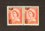NEW ZEALAND 1961 Elizabeth 2nd Surcharge 2½d on 3d Vermilion. Wide and Narrows settings in joined pair. - 71377 - UHM