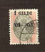 ICELAND 1902 surcharge. 1g on 4 aure. Scott #51 Cat $US57.50. - 71428 - VFU