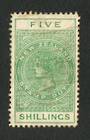 NEW ZEALAND 1895 Postal Fiscal 5/- Green in mint condition with some original gum. Perf 11. - 71607 - Mint