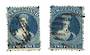 NEW ZEALAND 1862 Full Face Queen 2d Blue. Perf 12½. Watermark Large Star. Davies print. Die 2. Two stamps different shades, seem