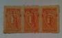 QUEENSLAND 1928 Unemployment Insurance 1/- Orange. Strip of 3 in excellent condition. - 72544 - Cinderellas