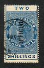 NEW ZEALAND 1882 Victoria 1st Long Type Postal Fiscal Official 2/- Blue. Postally used. - 74068 - VFU