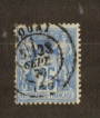 FRANCE 1876 Definitive Type 1 (N under B) 25c Ultramarine. - 74524 - Used