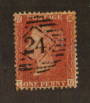 GREAT BRITAIN 1858 1d rose-red. Perf 14 Wmk Large Crown. Letters IG.Pmk 24 in diamond.Die 2. - 74582 - VFU