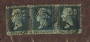 GREAT BRITAIN 1856 2d Blue. Watermark Large Crown. Plate 6. Perf 14. Strip of three but two damaged. Letters AA AB AC. - 74584 -