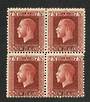 NEW ZEALAND 1915 Geo 5th Definitive 7½d Deep Red-Brown. Two perf Block of 4. - 74831 - UHM