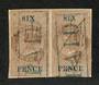 NEW ZEALAND 1867 Long Type Fiscal 6d. Joined pair. Full margins. Lovely fiscal cancel PAID. - 74832 - VFU