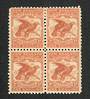 NEW ZEALAND 1898 Pictorial 1/- Dull Brown-Red. First Local Issue on Unwatermarked Paper. Perf 11. Block of 4. One never hinged.
