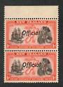 NEW ZEALAND 1940 Centennial Official 1d Captain James Cook. Joined FF in pair with normal. Post Office fresh and clean. - 75034