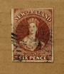 NEW ZEALAND 1855 Full Face Queen 6d Red-Brown. Imperf. Full margins. Cancel off face.