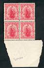 NEW ZEALAND 1909 1d Dominion. Block of 4 with the Q flaw. - 75109 - UHM