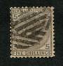 NEW ZEALAND 1874 Victoria 1st First Sideface 5/- Grey. Heavy but tidy postmark. - 75271 - Used
