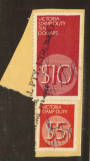 VICTORIA 1966 Stamp Duty $5 Red and $10 Purple on Piece. - 76161 - Fiscal