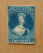 NEW ZEALAND 1855 Full Face Queen 2d Blue. Watermark Large Star. Three good margins. Light cancel. SG 39.