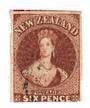 NEW ZEALAND 1855 Full Face Queen 6d Red-Brown. Imperf. Watermark Large Star. Three margins. Slightly cut into at the bottom but