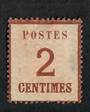 ALSACE and LORRAINE 1870 Definitive 2c Chestnut. Points of the net upwards. Genuine copy.