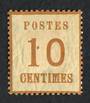 ALSACE and LORRAINE 1870 Definitive 10c Bistre-Brown. Points of the net upwards. Genuine copy.